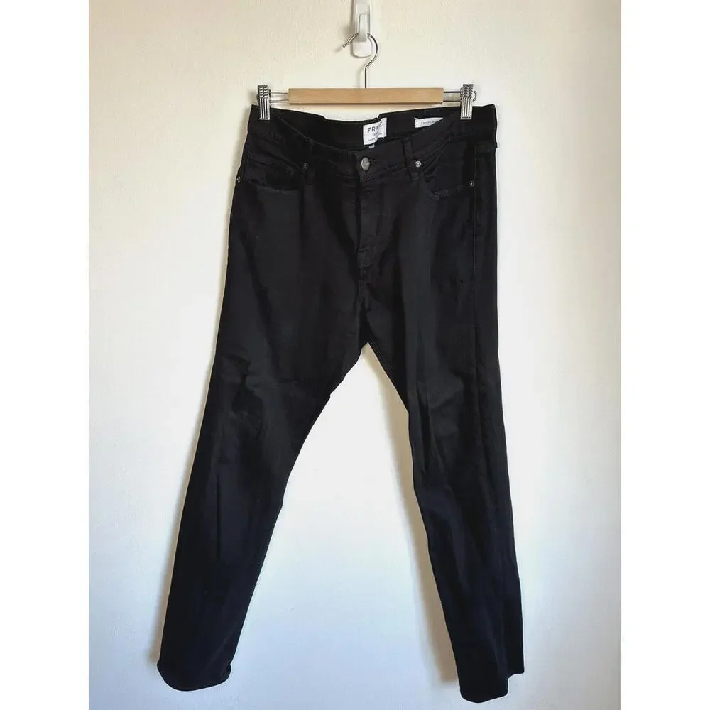 FRAME Jeans Mens 34x32 Black Denim L’Homme Skinny Fit
